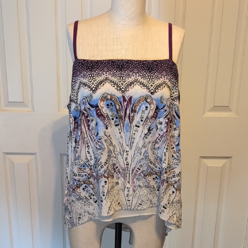 White House Black Market Purple and Blue Paisley Tank Top